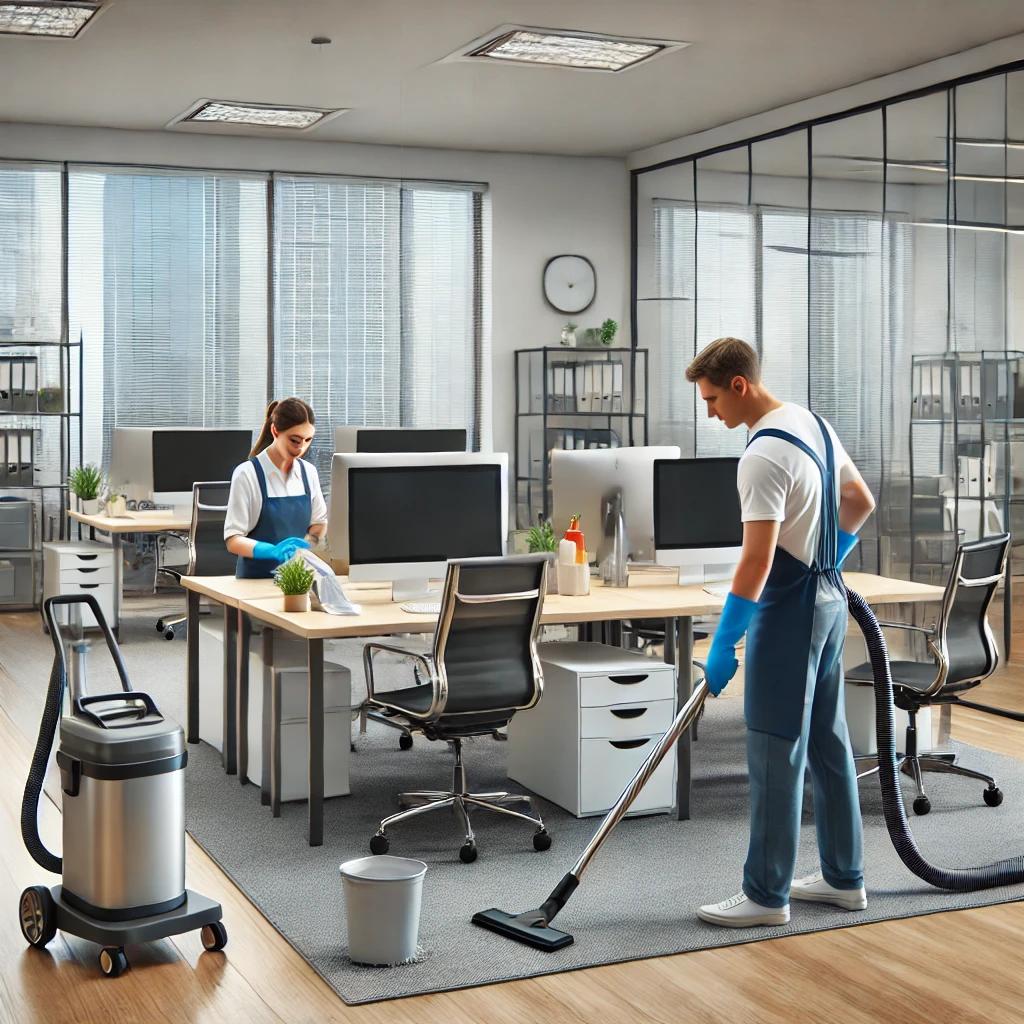 professional office cleaning scene